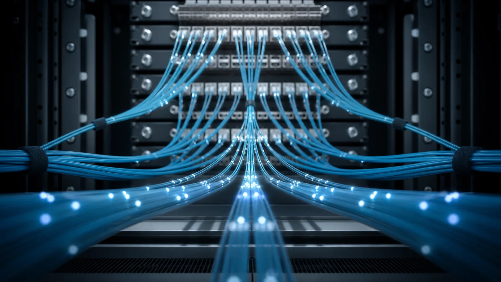 Red de fibra óptica distribuyendo el tráfico de manera equilibrada